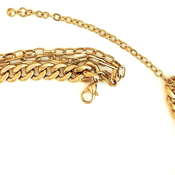 NWT Three Gold Chains holding a Turquoise Pendant Necklace 13” 14” 16” Lengths - Picture 3 of 6